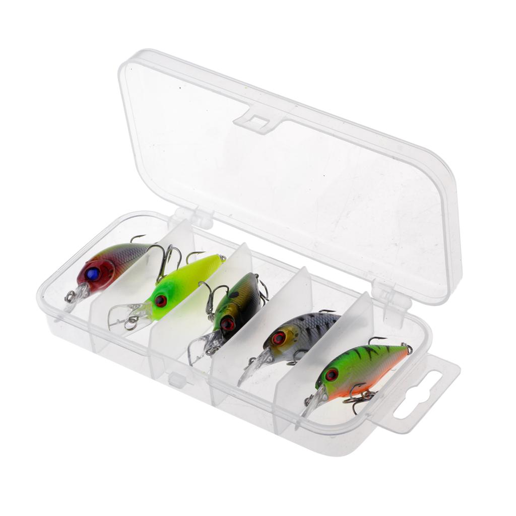 5Pcs Plactic Crank Lure Crank Baits Deep Swim Hard Fishing Tackle 5cm/4.2g
