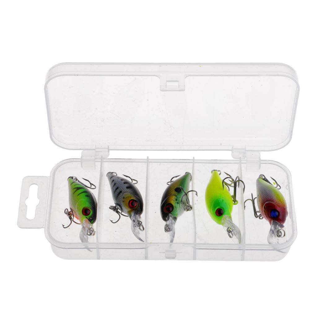 5Pcs Plactic Crank Lure Crank Baits Deep Swim Hard Fishing Tackle 5cm/4.2g