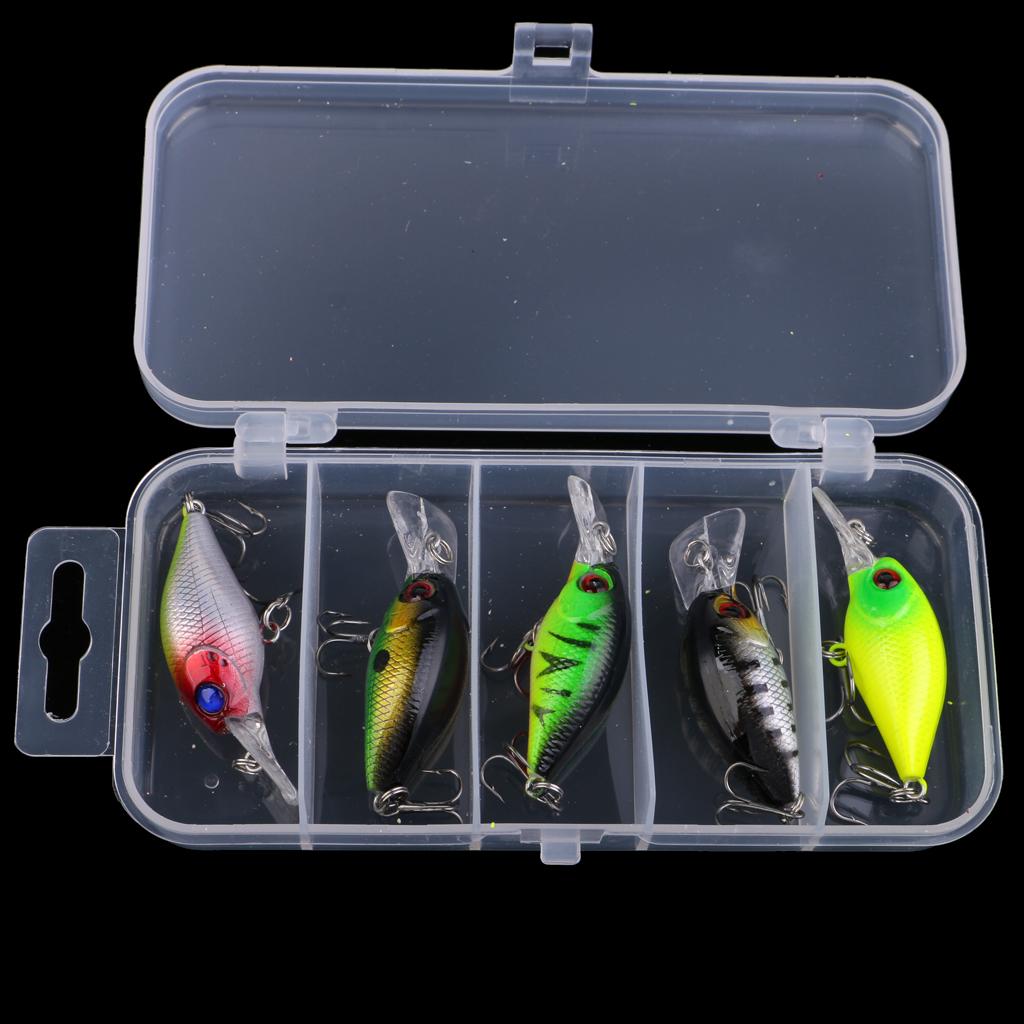 5Pcs Plactic Crank Lure Crank Baits Deep Swim Hard Fishing Tackle 5cm/4.2g