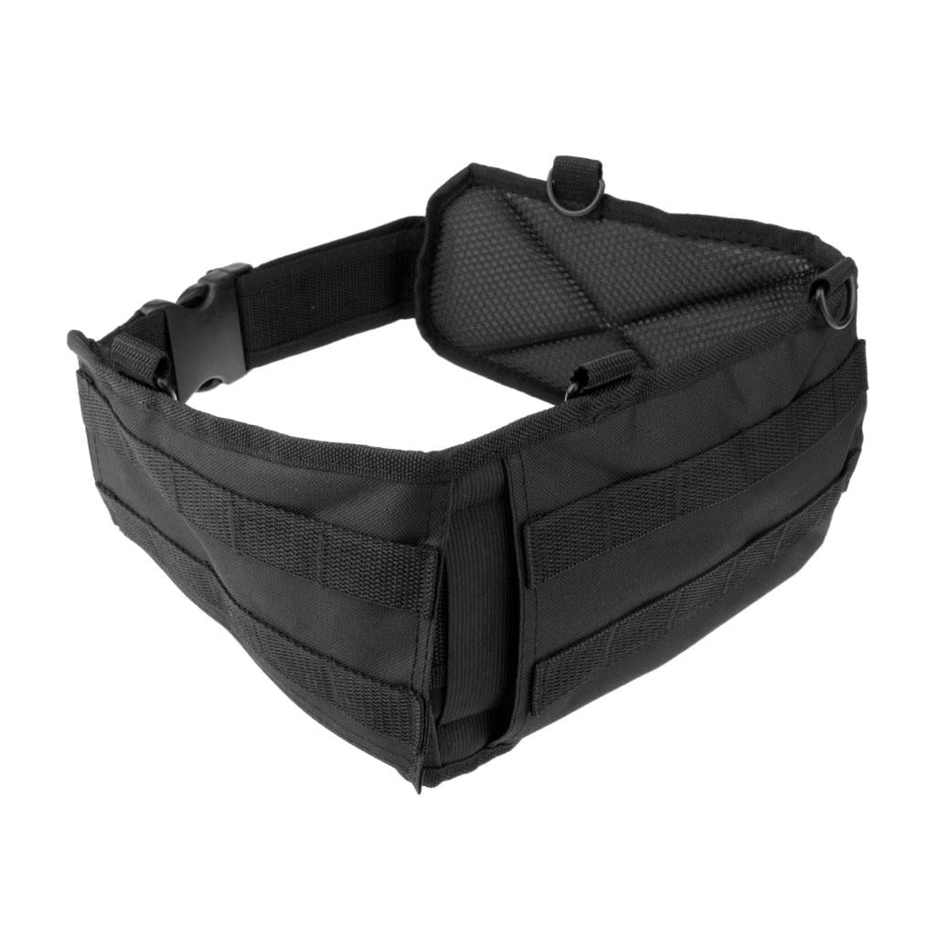 Tactical Battle Molle Belt Webbing Combat Waist Padded Belt Black