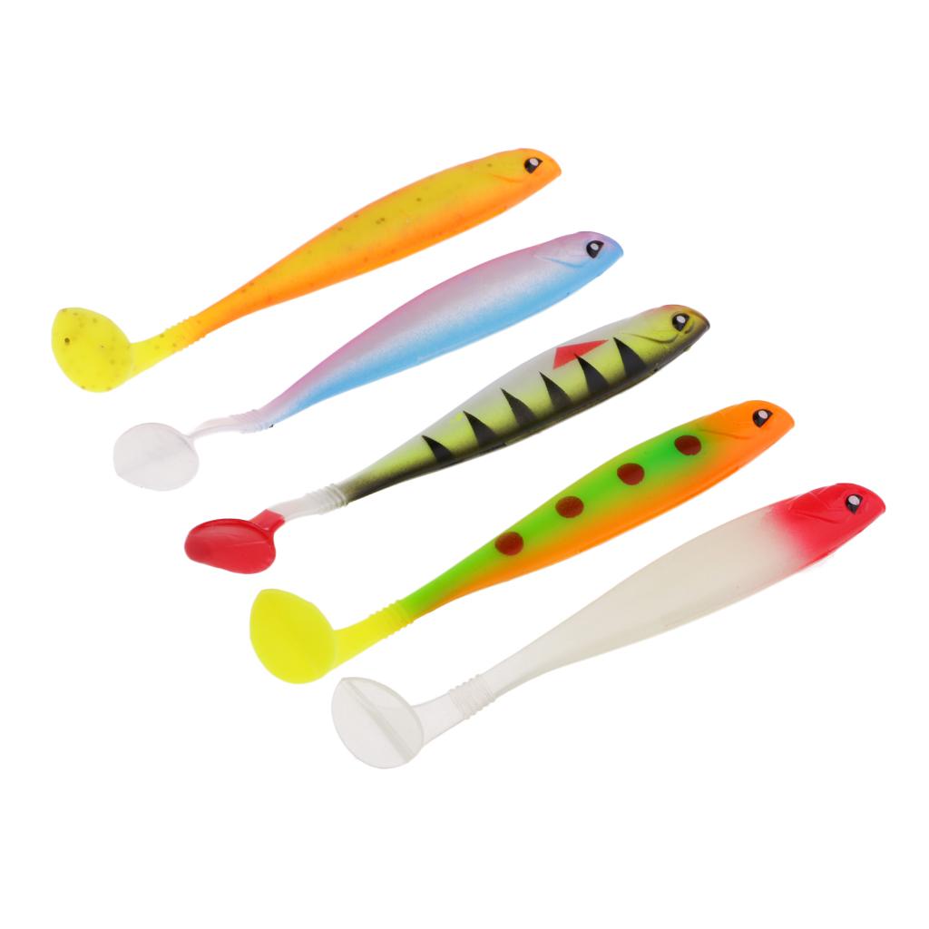 5pcs Soft Plastic Fishing Baits T Tail Luminous Artificial Fishing Lures
