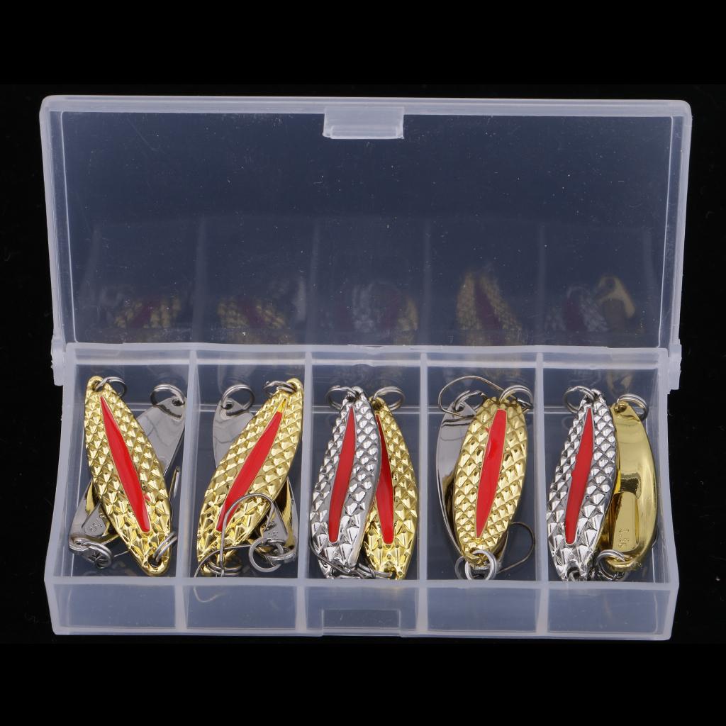 10pcs Fishing Baits Metal Spinner Spoon Fishing Lures Sequins 3.5g Red