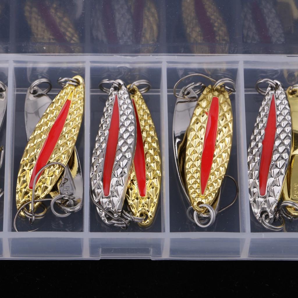 10pcs Fishing Baits Metal Spinner Spoon Fishing Lures Sequins 3.5g Red