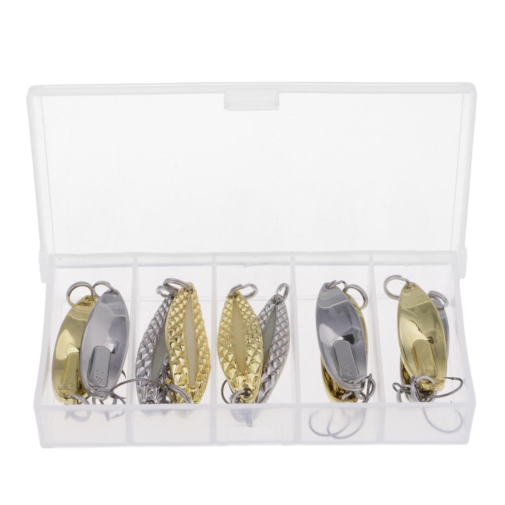 10pcs Fishing Baits Metal Spinner Spoon Fishing Lures Sequins 3.5g Luminous