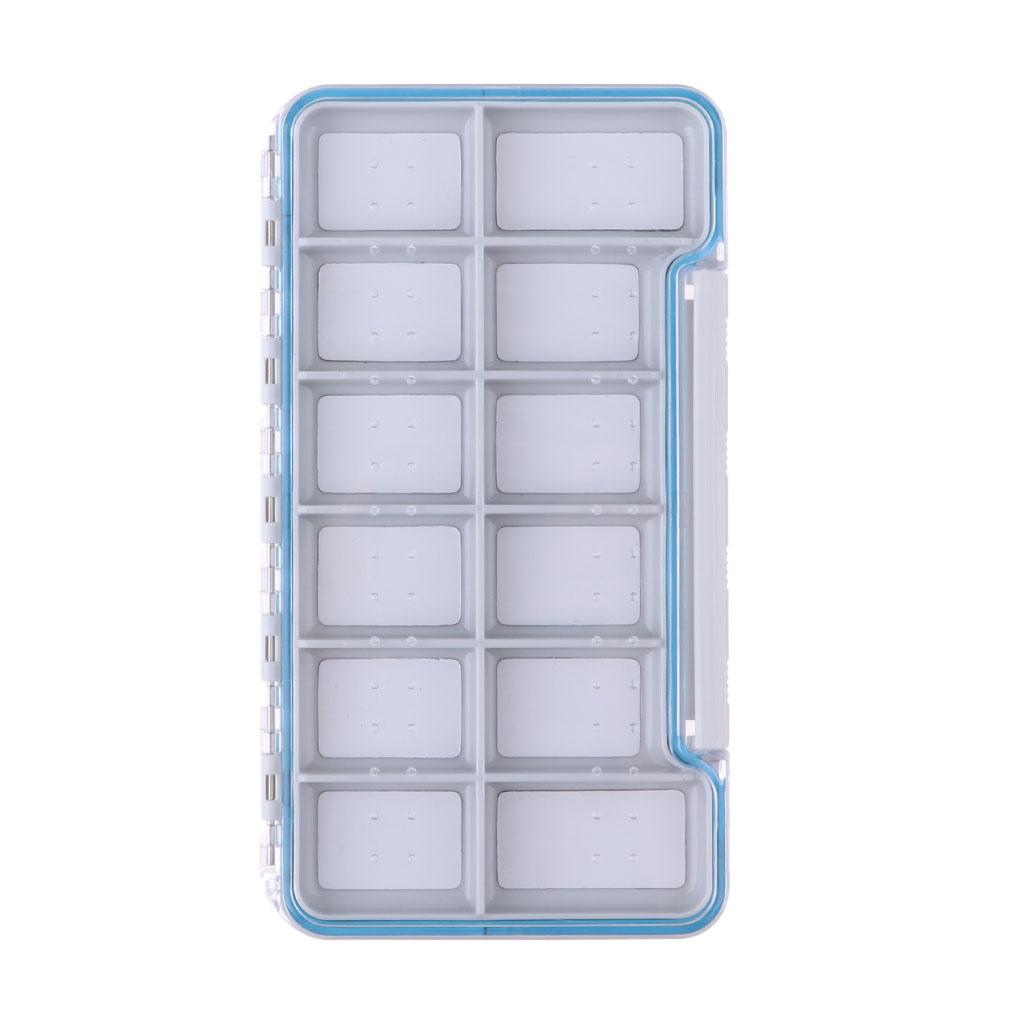 Slim Waterproof Fly Fishing Tackle Box Flies Case Storage 12 Compartments