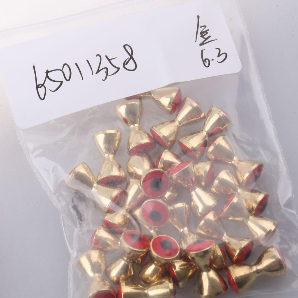25Pcs Fly Tying Beads Brass Dumbbell Bead with Eyes Fly Tying Material 6.3mm