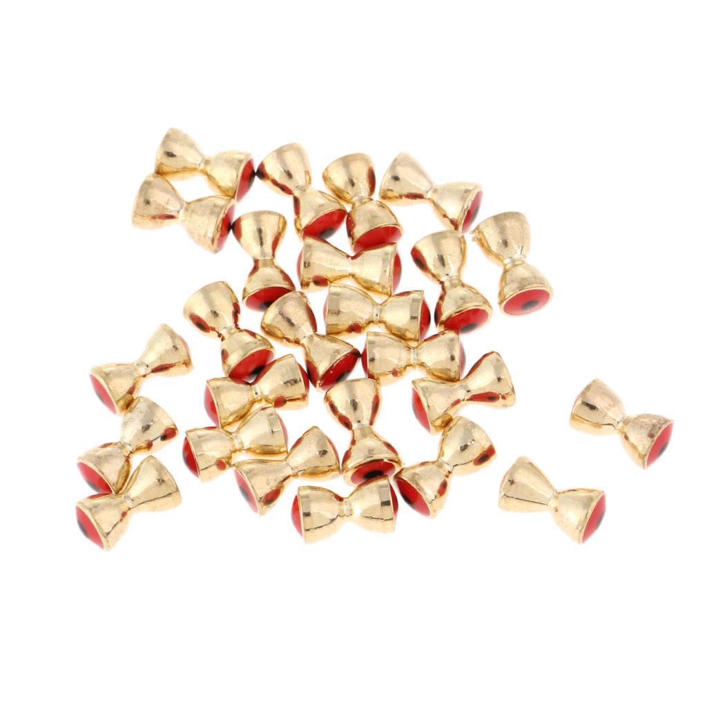 25Pcs Fly Tying Beads Brass Dumbbell Bead with Eyes Fly Tying Material 6.3mm