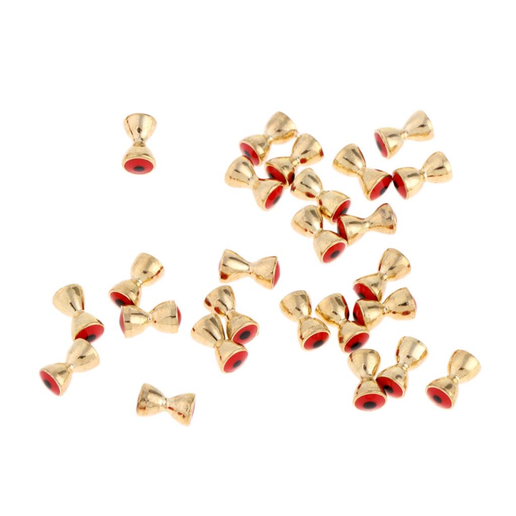 25Pcs Fly Tying Beads Brass Dumbbell Bead with Eyes Fly Tying Material 5.5mm