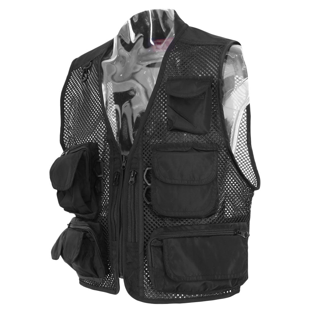 Multi-pocket Fishing Vest Men Outdoor Sport Photography Vest XL Black