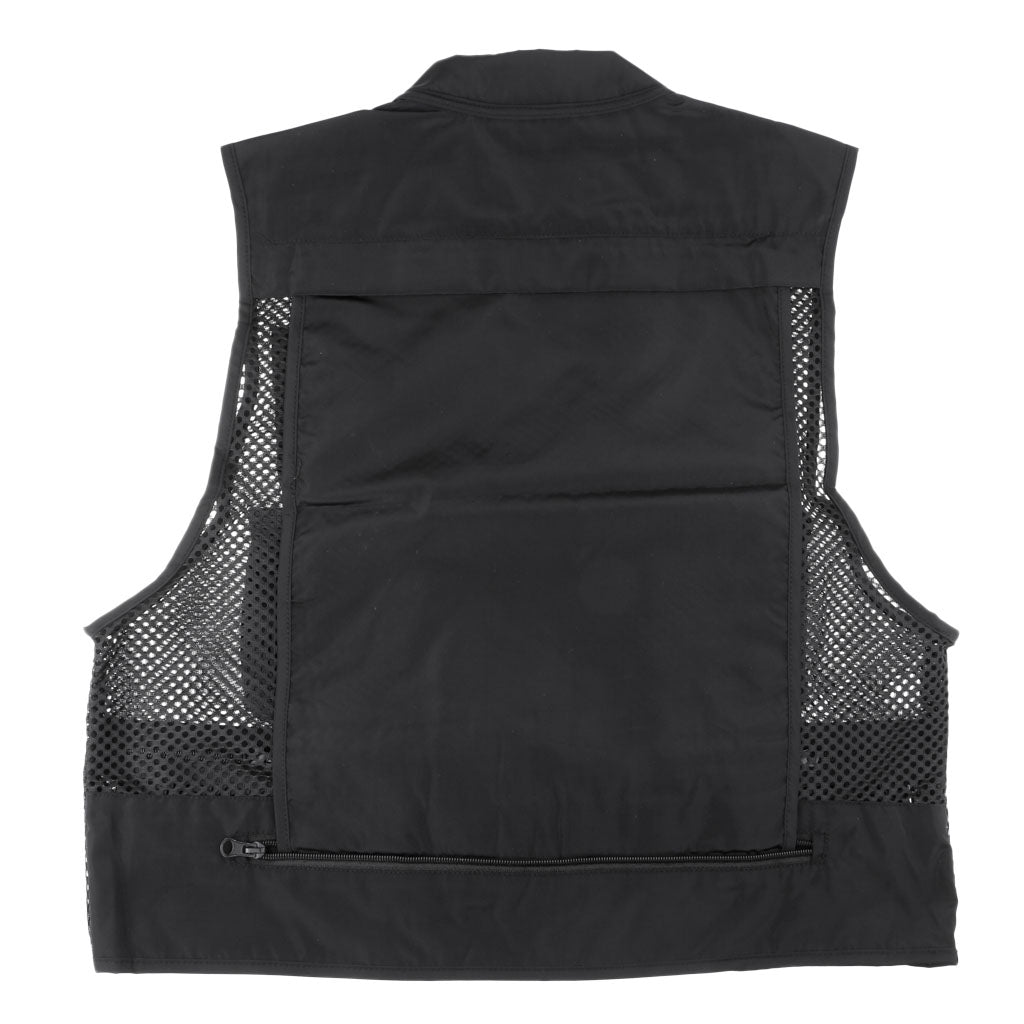 Multi-pocket Fishing Vest Men Outdoor Sport Photography Vest XL Black