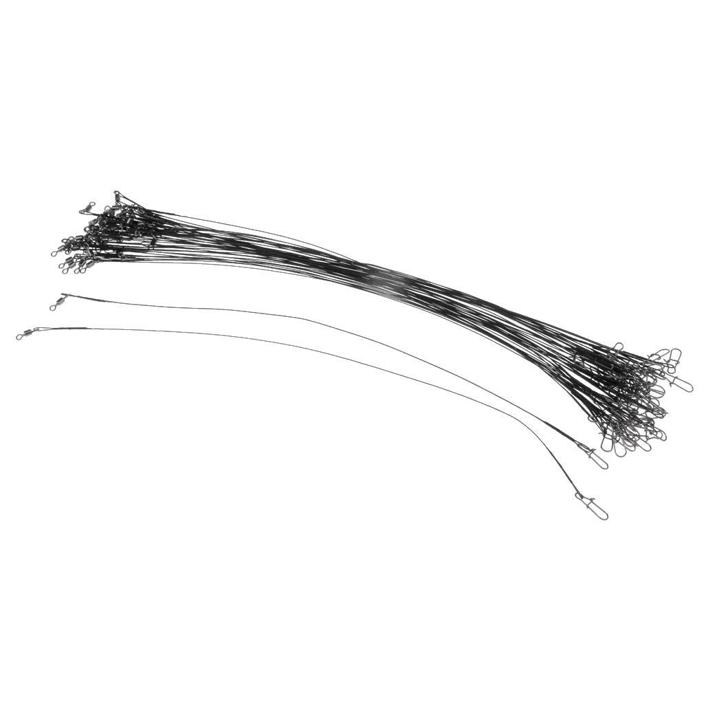 50x Stainless Steel Fishing Wire Leaders with Nice Snaps and Rolling Swivels