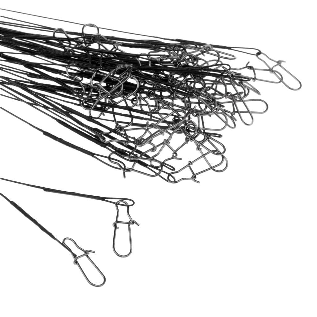 50x Stainless Steel Fishing Wire Leaders with Nice Snaps and Rolling Swivels