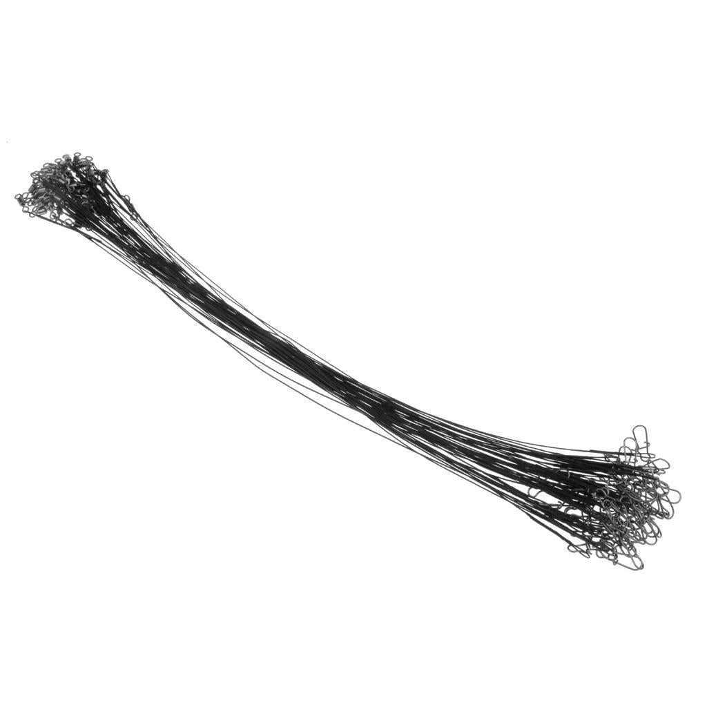 50x Stainless Steel Fishing Wire Leaders with Nice Snaps and Rolling Swivels