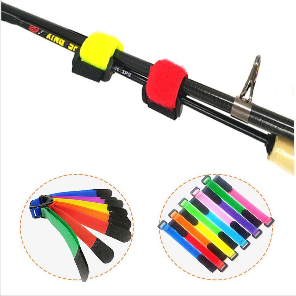 10pcs 20cm Fishing Rod Belts Nylon Reusable Fishing Rod Tie Strap Holder