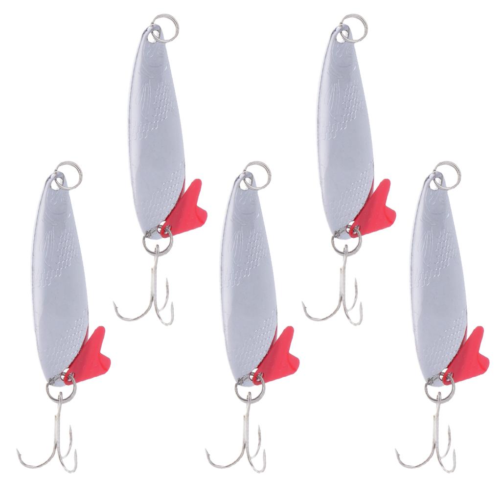 5pcs Fishing Spoon Lure Spinner Baits Crank Baits Treble Hook Type 3