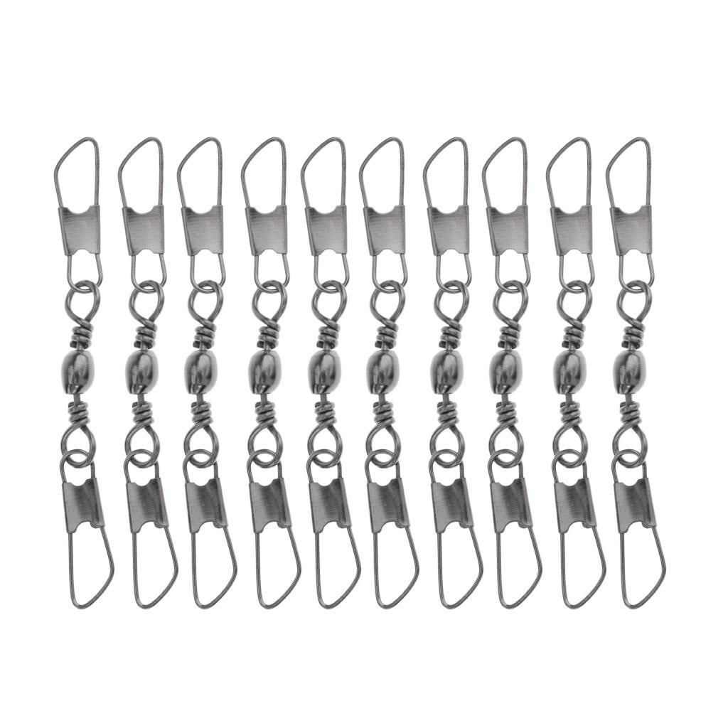 10pcs Barrel Swivels with Interlock Snap Fishing Lure Tackle Connector 10#