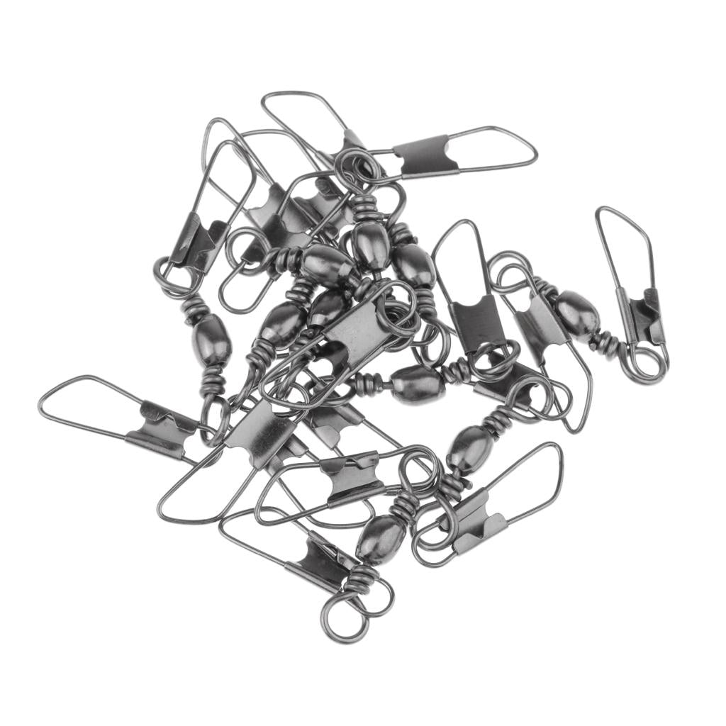 10pcs Barrel Swivels with Interlock Snap Fishing Lure Tackle Connector 10#