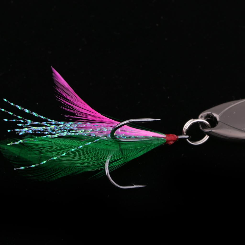 Spoon Fishing Lure Spinner Bait Metal VIB Hard Sequins Lure Treble Hook 21g