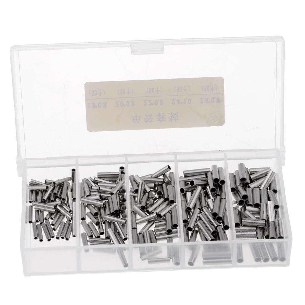 250pcs Fishing Single Barrel Crimp Sleeves Connectors Fishing Tackle Rigs