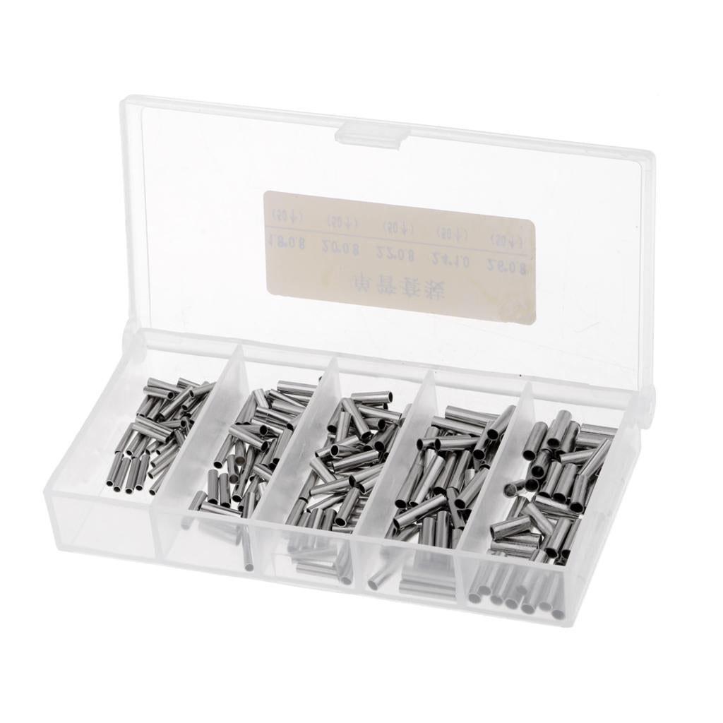 250pcs Fishing Single Barrel Crimp Sleeves Connectors Fishing Tackle Rigs