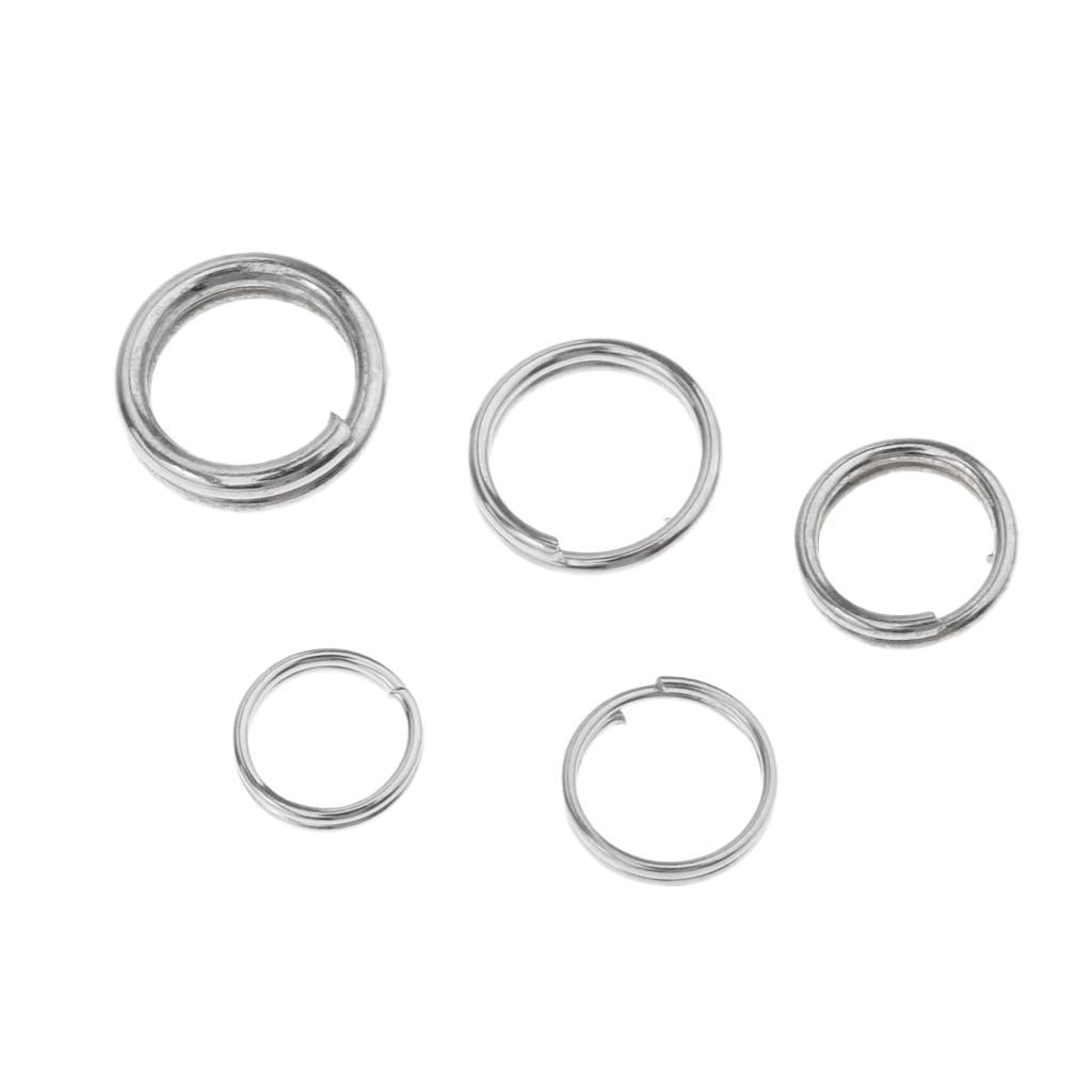 500Pcs Stainless Steel Fishing Snap Split Ring Lures Line Connector with Box