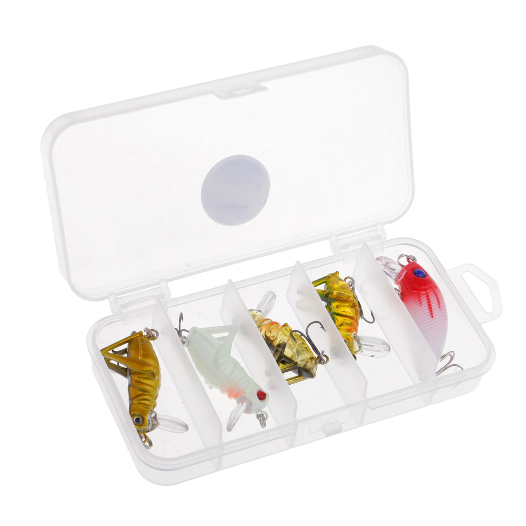 5Pcs/Lot Fishing Lure Artificial Locust Grasshopper Lures + Minnow Hard Bait