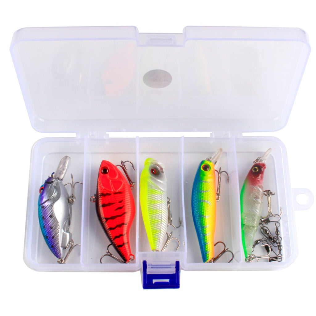 5pcs 5 Szies Fishing Lure Minnow Professional Baits Crankbaits + Connector