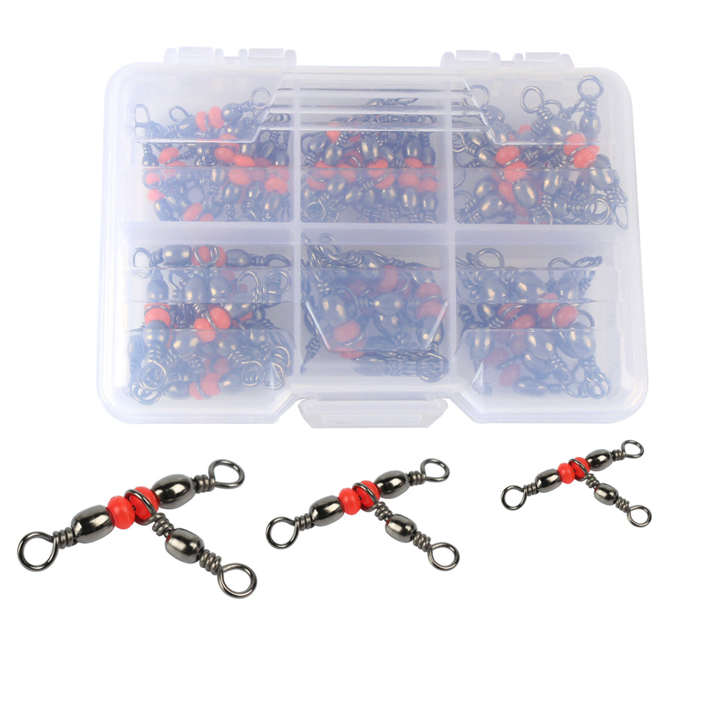 50pcs 3 Way Brass Fishing Rolling Barrel Swivel Bearing Connector Solid Ring