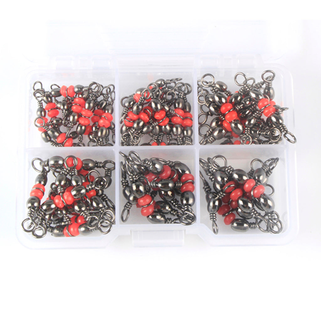 50pcs 3 Way Brass Fishing Rolling Barrel Swivel Bearing Connector Solid Ring