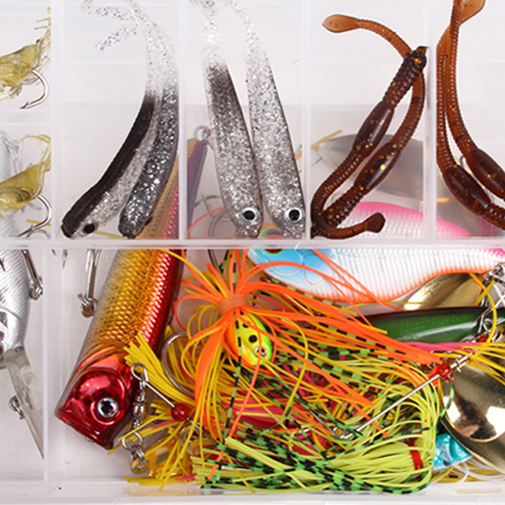 22Pcs Fishing Lures Kit Mixed Hard Soft Lures Spoon Baits and Accessories