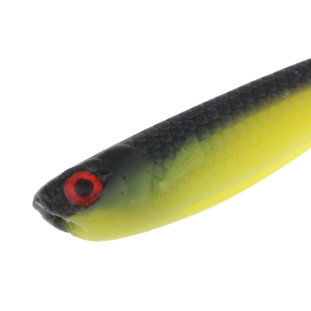 10 Pieces Soft Fishing Bait T Tail Fishing Lure Plastic Worm Swimbait Green