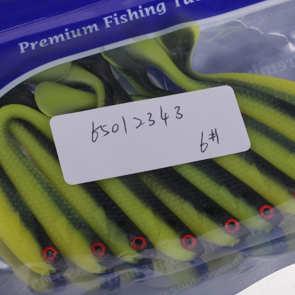 10 Pieces Soft Fishing Bait T Tail Fishing Lure Plastic Worm Swimbait Green