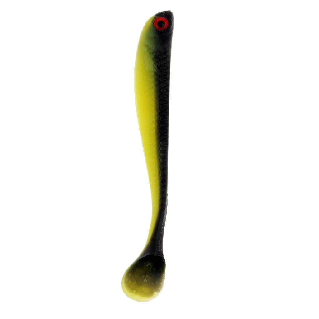 10 Pieces Soft Fishing Bait T Tail Fishing Lure Plastic Worm Swimbait Green
