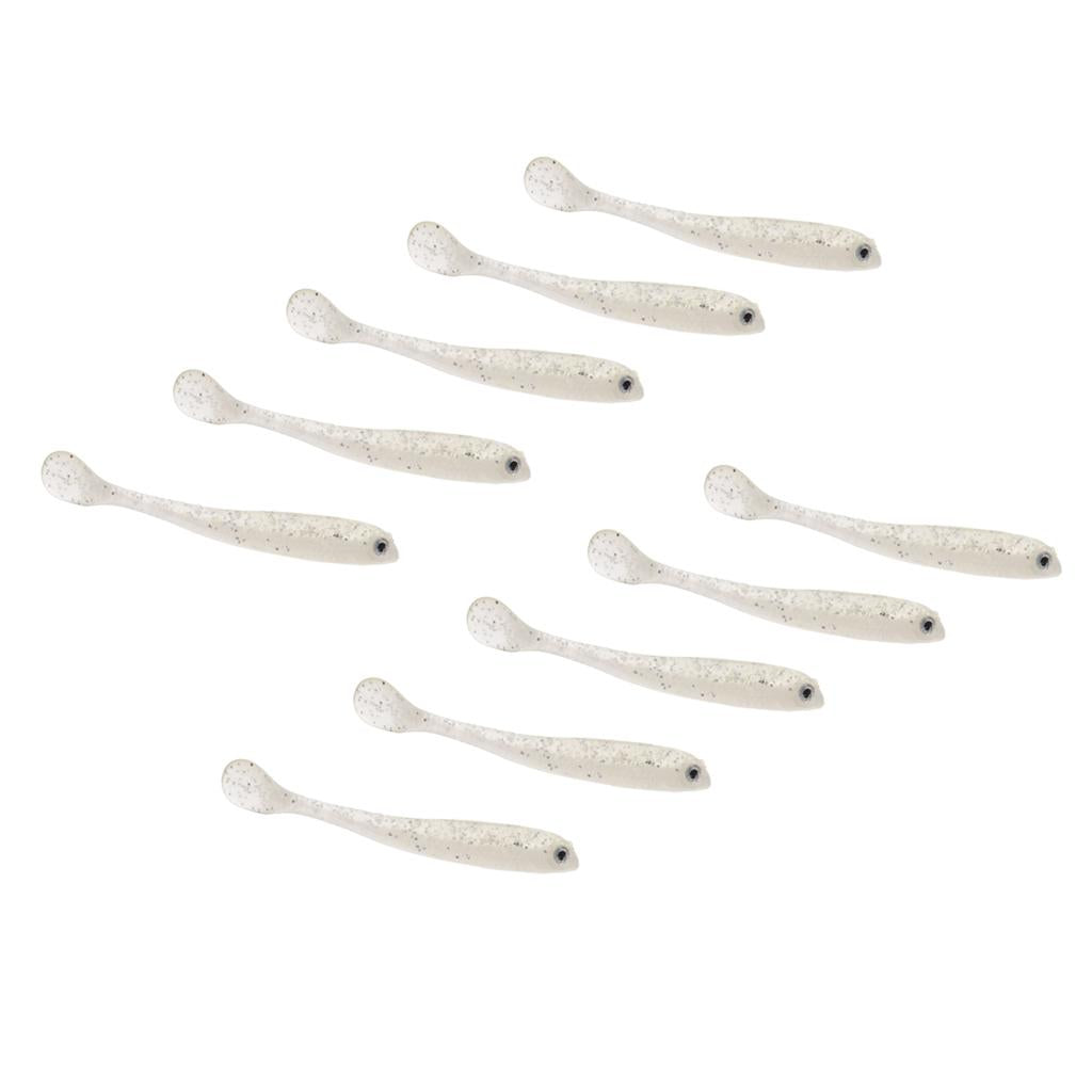 10 Pieces Soft Fishing Bait T Tail Fishing Lure Plastic Worm Swimbait White