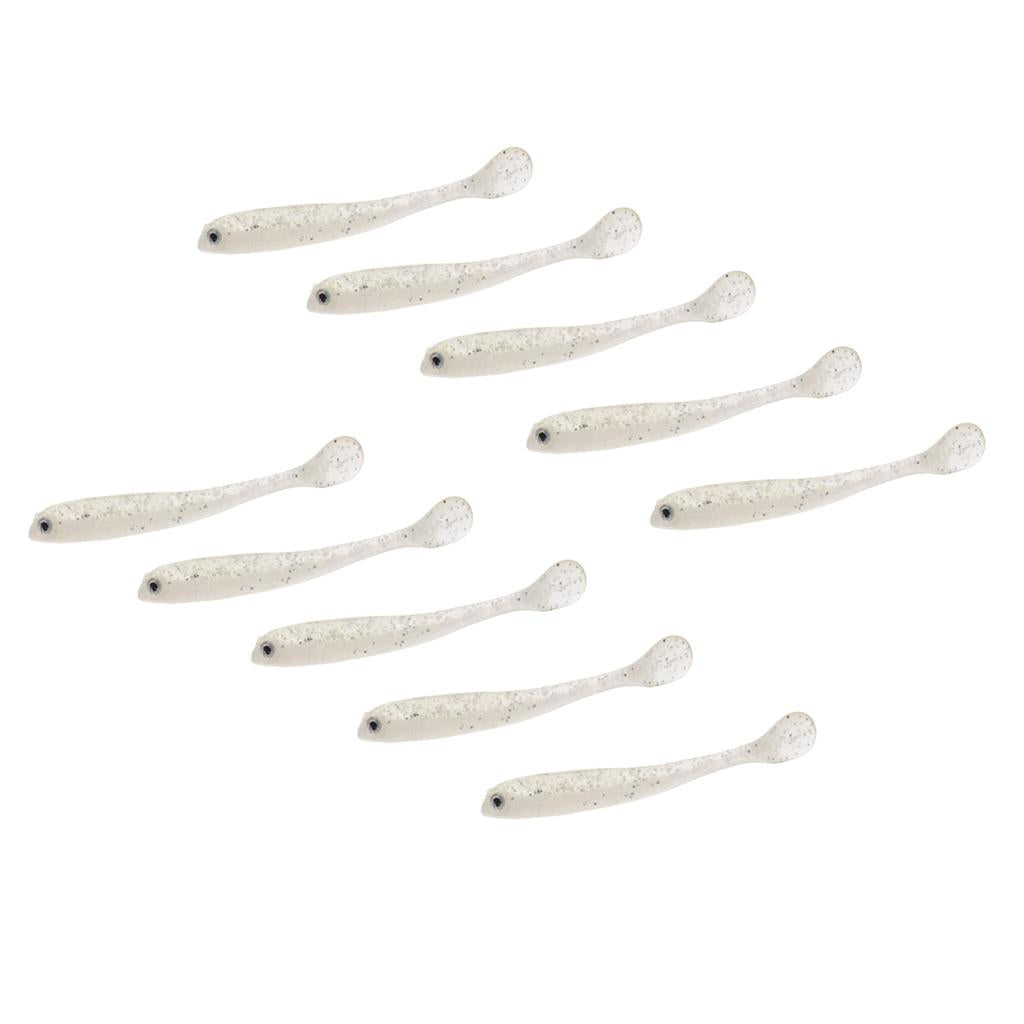 10 Pieces Soft Fishing Bait T Tail Fishing Lure Plastic Worm Swimbait White