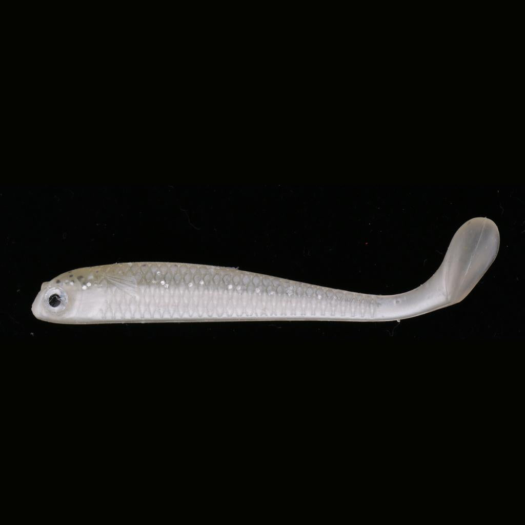 10 Pieces Soft Fishing Bait T Tail Fishing Lure Plastic Worm Swimbait White
