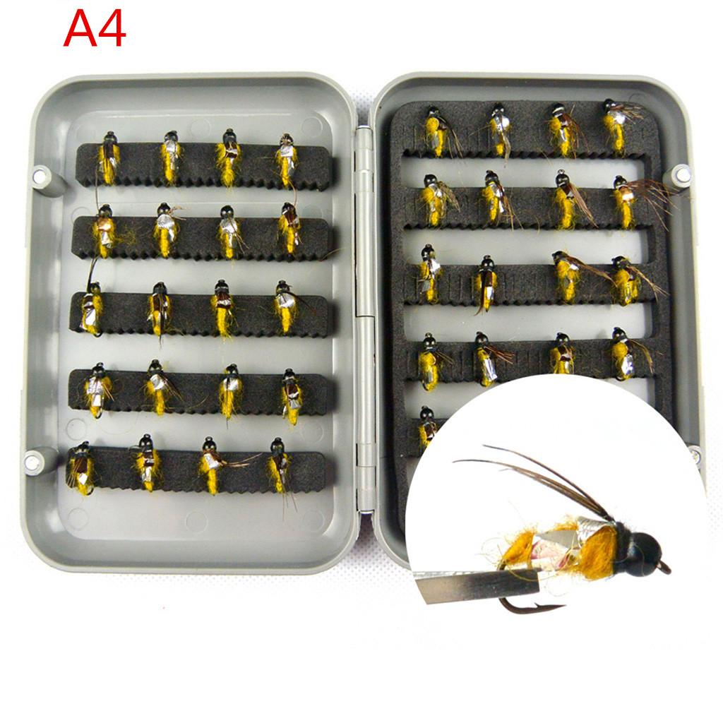 40Pcs Fly Tying Fishing Lures Feather Flies with Box Flies B Style