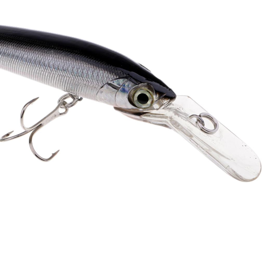 Minnow Fishing Lure Hard Baits Crankbait Hook Tackle Lure Treble Hook Black Silver