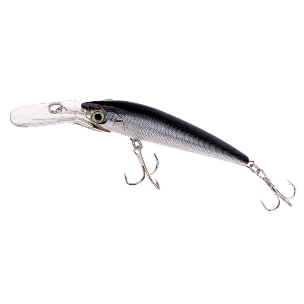 Minnow Fishing Lure Hard Baits Crankbait Hook Tackle Lure Treble Hook Black Silver