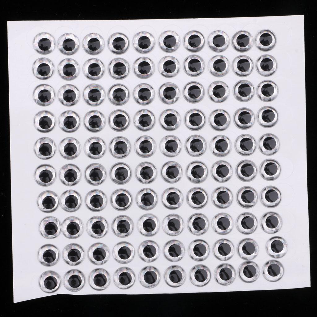 100pcs Fishing Lure Eyes Holographic Self Adhesive Eyes 3D Fish Eye DIY 9mm
