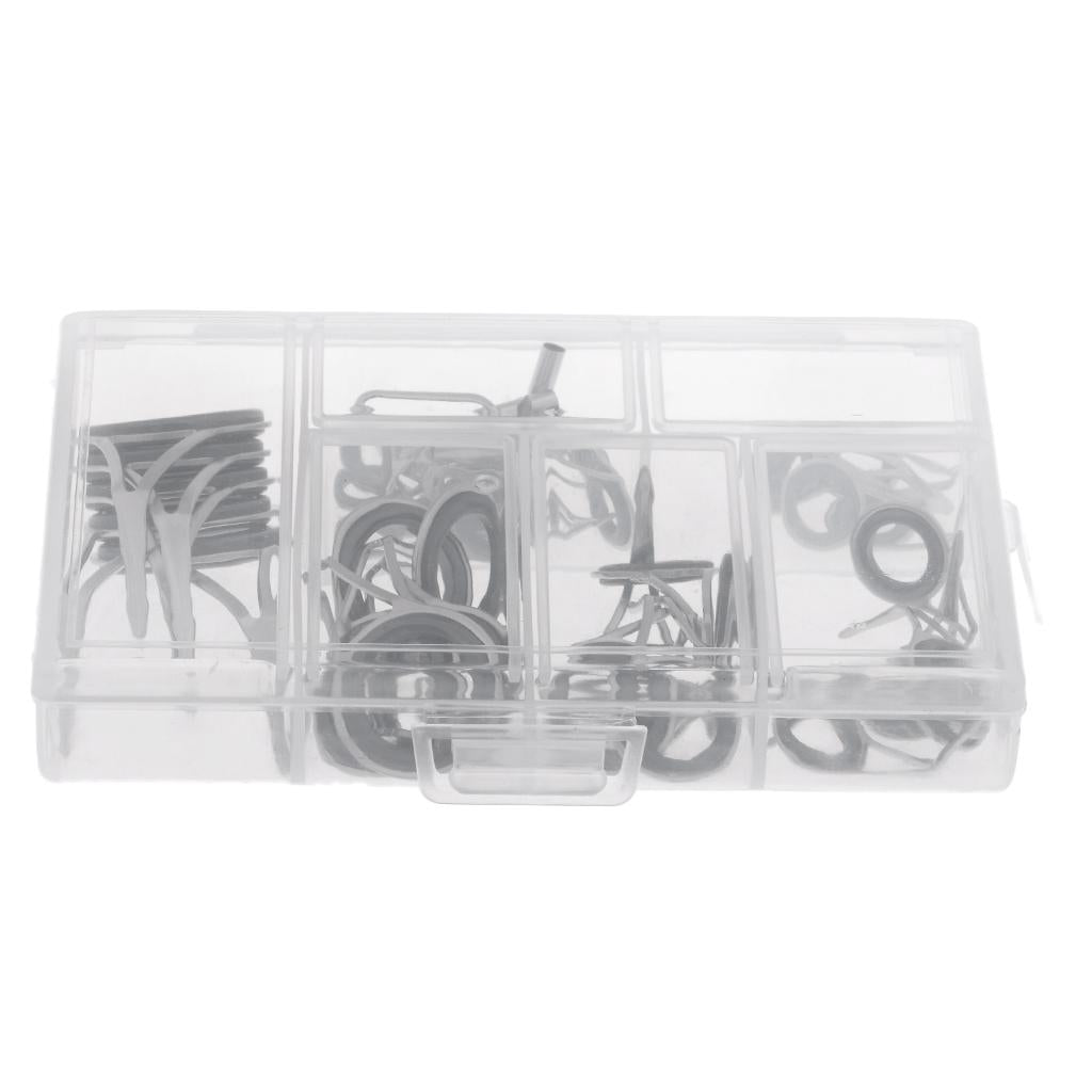 35pcs Fishing Rod Guides Eye Ring Rod Repair Kit Mixed Size for Rod Building