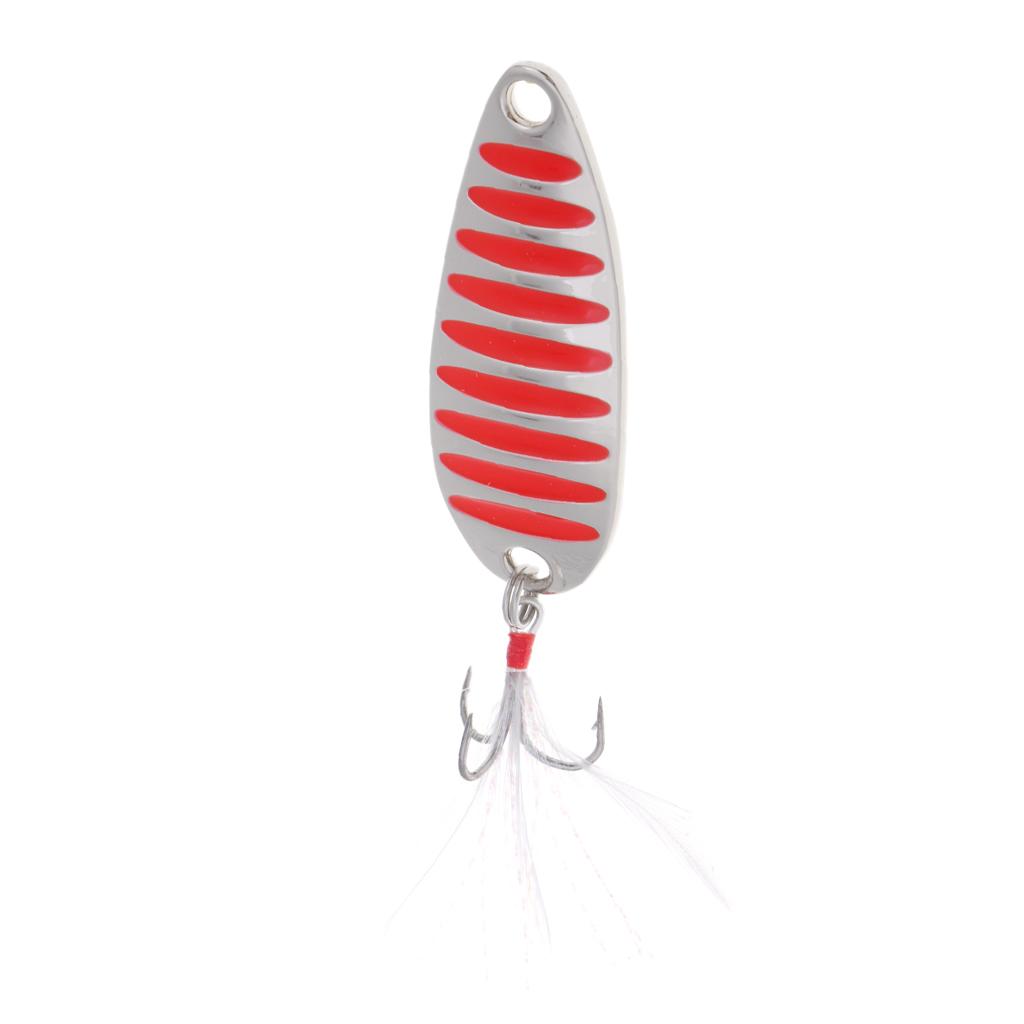 Spoon Fishing Lure Metal Hard Lure Fishing Jig Bait Hook Bait Red,Silver 15g