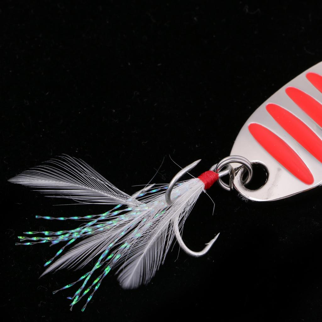 Spoon Fishing Lure Metal Hard Lure Fishing Jig Bait Hook Bait Red,Silver 15g