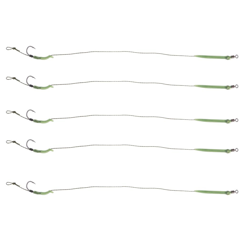 5Pieces Carp Fishing Hook Link Braided Line Hair Rigs Terminal Tackle 8#