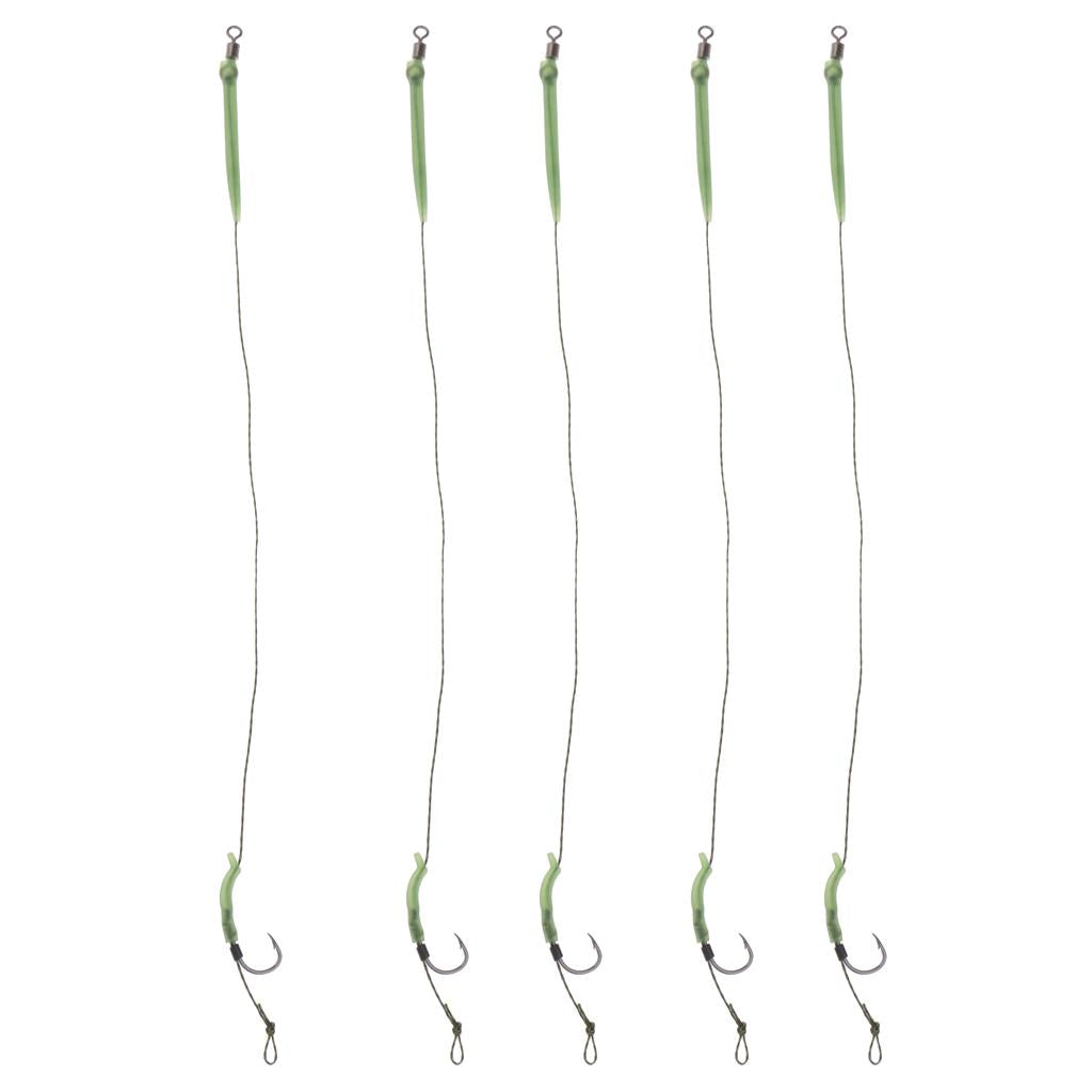 5Pieces Carp Fishing Hook Link Braided Line Hair Rigs Terminal Tackle 8#