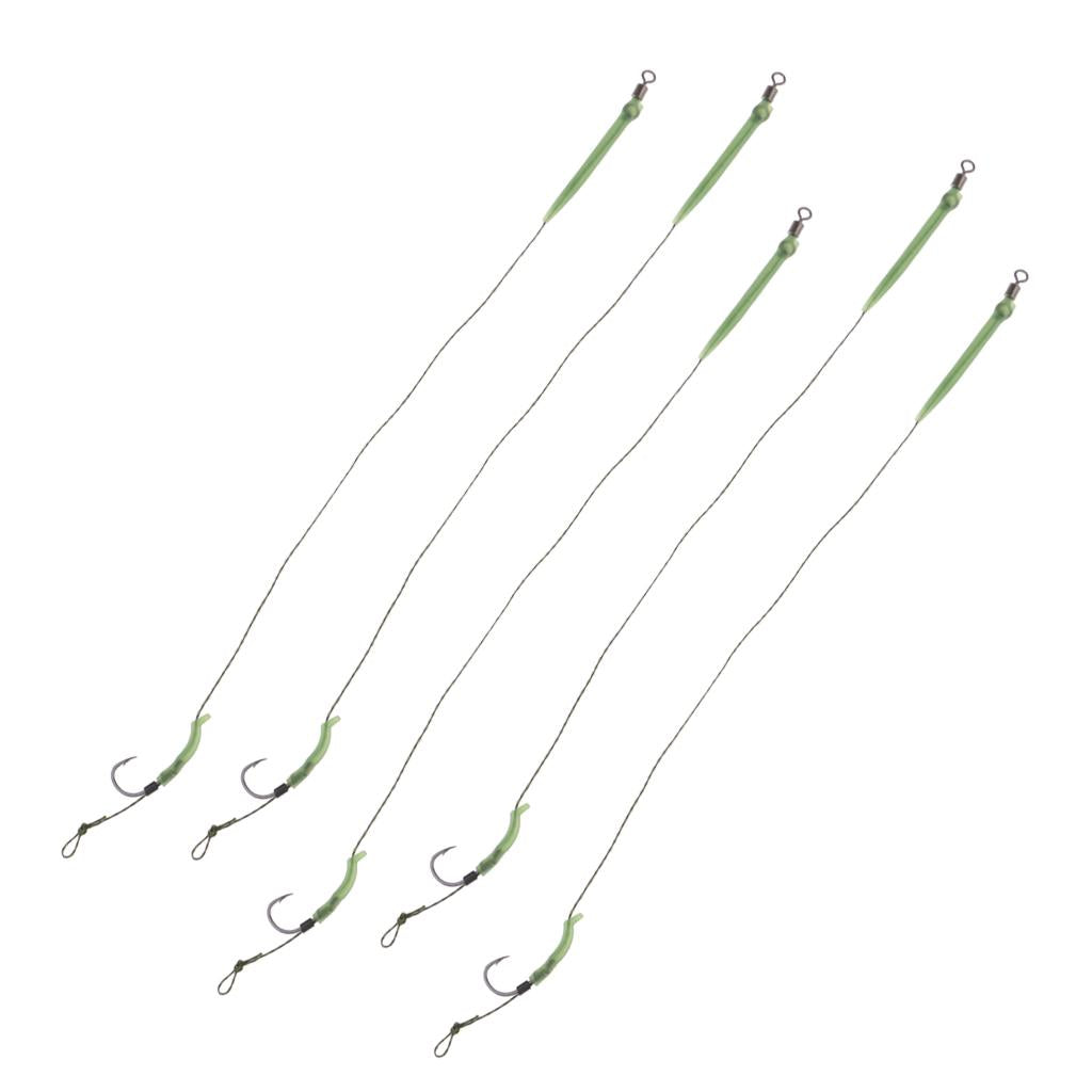 5Pieces Carp Fishing Hook Link Braided Line Hair Rigs Terminal Tackle 8#
