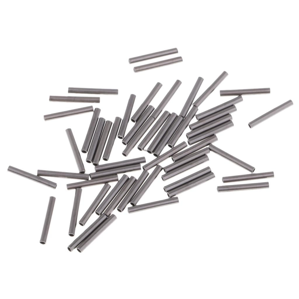 50Pcs Single Barrel Copper Crimp Sleeves Fishing Crimps Connector for Rigs D