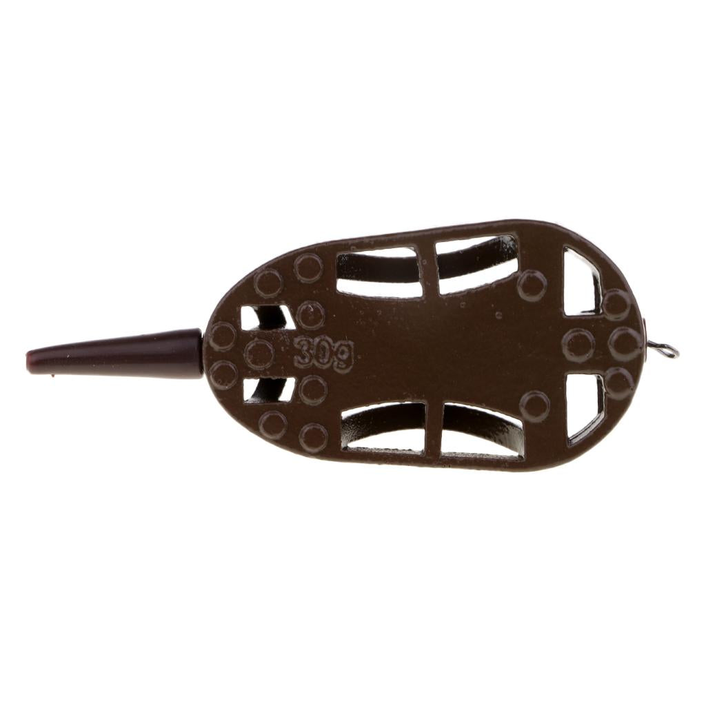 1 Piece Fishing Inline Safe Flat Method Feeder Carp Fishing Tackle Brown 30g