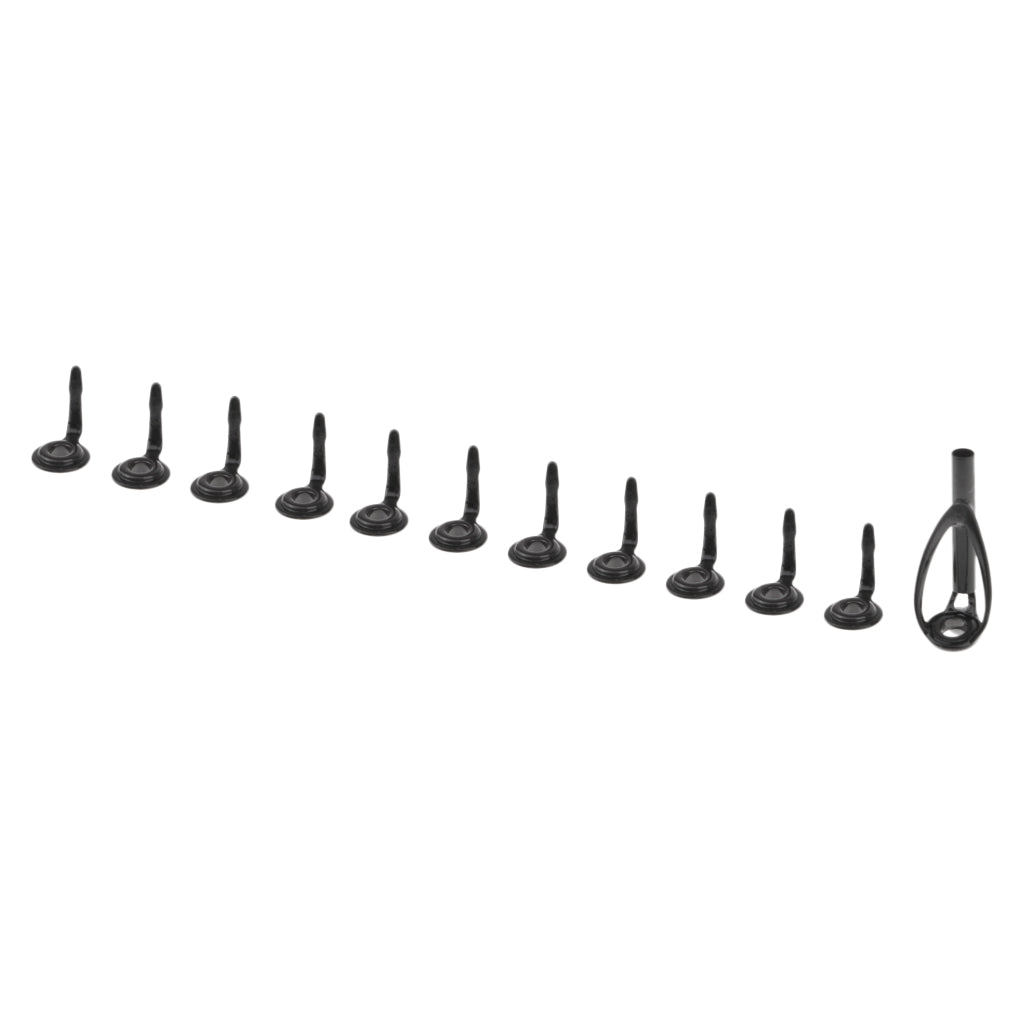 12pcs Fishing Rod Guide Top Tip Eye Ring Rod Repair Kit for Rod Building DIY
