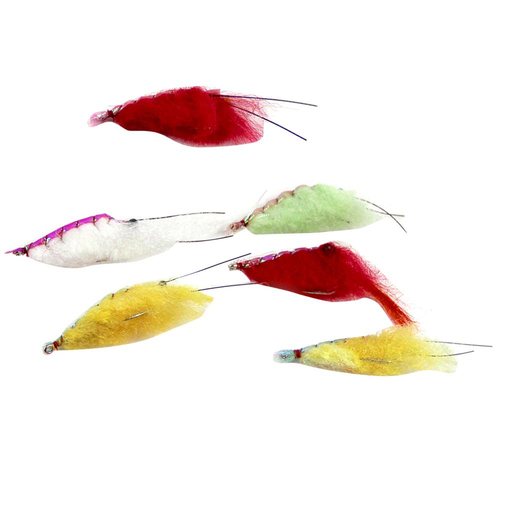 6pcs Shrimp Fishing Flies Fly Fishing Flies Insects Flies with Feather Hook